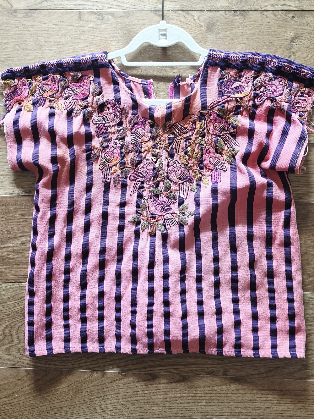 Arloom Vintage Huipil Top Pink With Purple Stripes - Picture 10 of 12